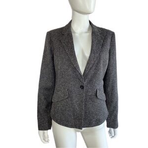 French Connection UK Style Heathered Gray One Button Career Blazer